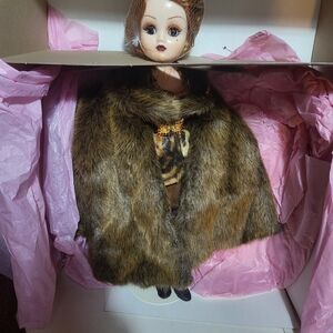 Elegant Brown Fur Coat Doll